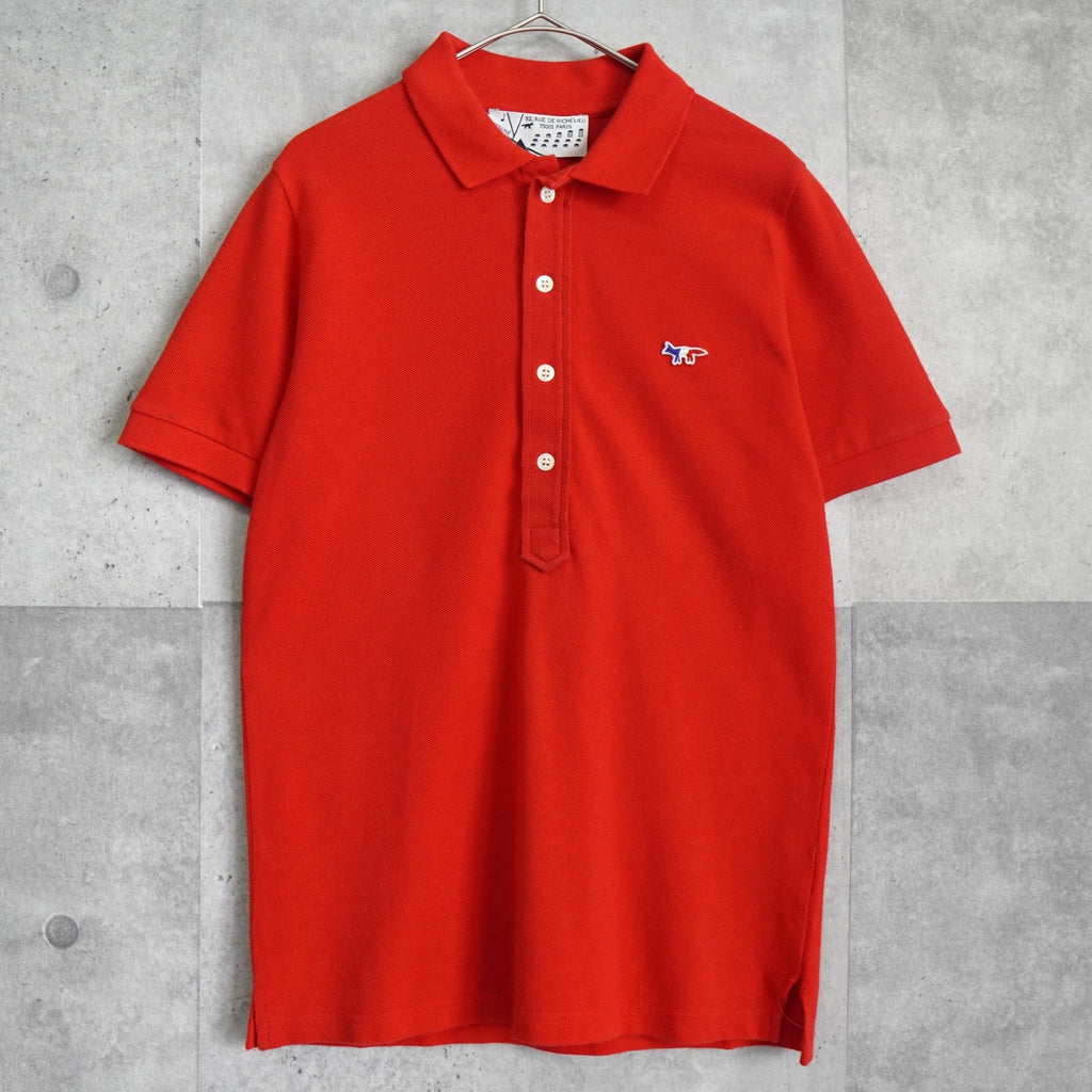 Maison Kitsune 红色三色狐狸短袖 Polo 衫