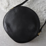 セリーヌ ヴィンテージ トリオンフ ラウンド レザー ショルダーバッグ ブラック - NEWSED