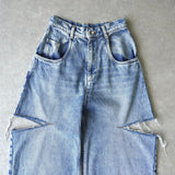 エムエムシックス メゾン マルジェラ スラッシュディティール デニム ジーンズ ブルー - NEWSED