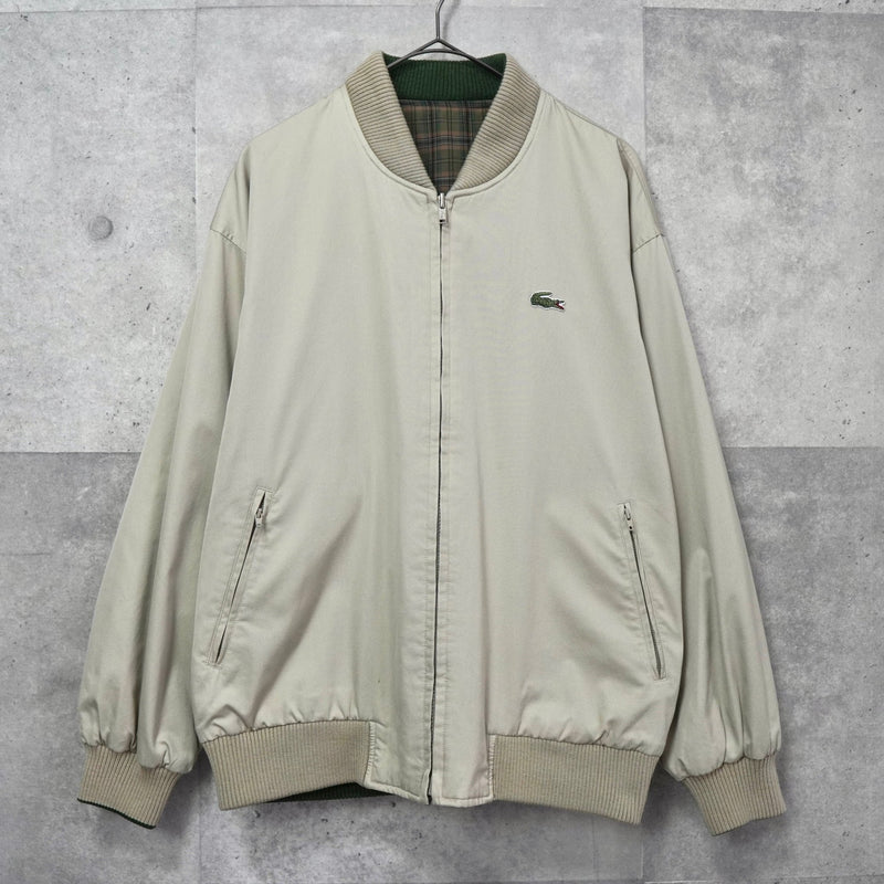 ラコステ リバーシブル ロゴパッチ チェック柄 スウィングトップ ブルゾン オフホワイト / カーキ - NEWSED