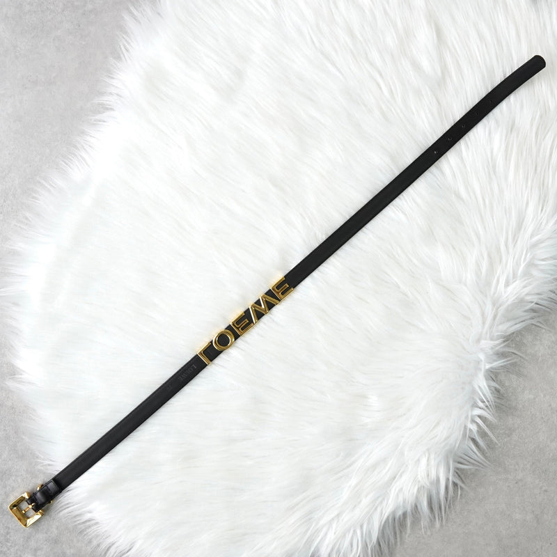 ロエベ ヴィンテージ ロゴ ゴールド金具 ベルト ブラック レディース - NEWSED