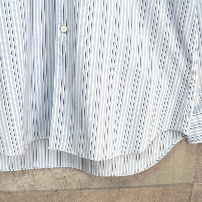 プレイ コムデギャルソン ハートロゴ ストライプ柄 長袖シャツ ブルー - NEWSED