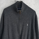 ポロ ラルフローレン フルジップ ドライバーズ ニット スモールポニー グレー - NEWSED