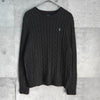 ポロ ラルフローレン スモールポニーロゴ ケーブル編み コットン ニット チャコールグレー