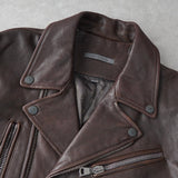 ジョン ヴァルベイトス ダブル ライダースジャケット レザージャケット ダークブラウン - NEWSED