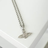 ヴィヴィアン ウエストウッド オーブ ラインストーン シルバー ネックレス - NEWSED