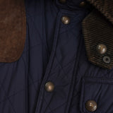 ポロ ラルフローレン スエード切り替え コーデュロイ襟 キルティングジャケット ネイビー - NEWSED