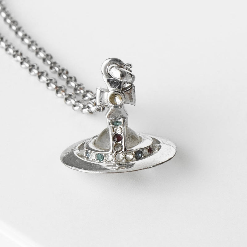 ヴィヴィアン ウエストウッド ミニ オーブ ラインストーン シルバー ネックレス 箱付き - NEWSED