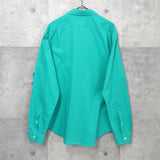 ラコステ ロゴパッチレギュラーフィット リネンシャツ 長袖シャツ エメラルドグリーン メンズ - NEWSED