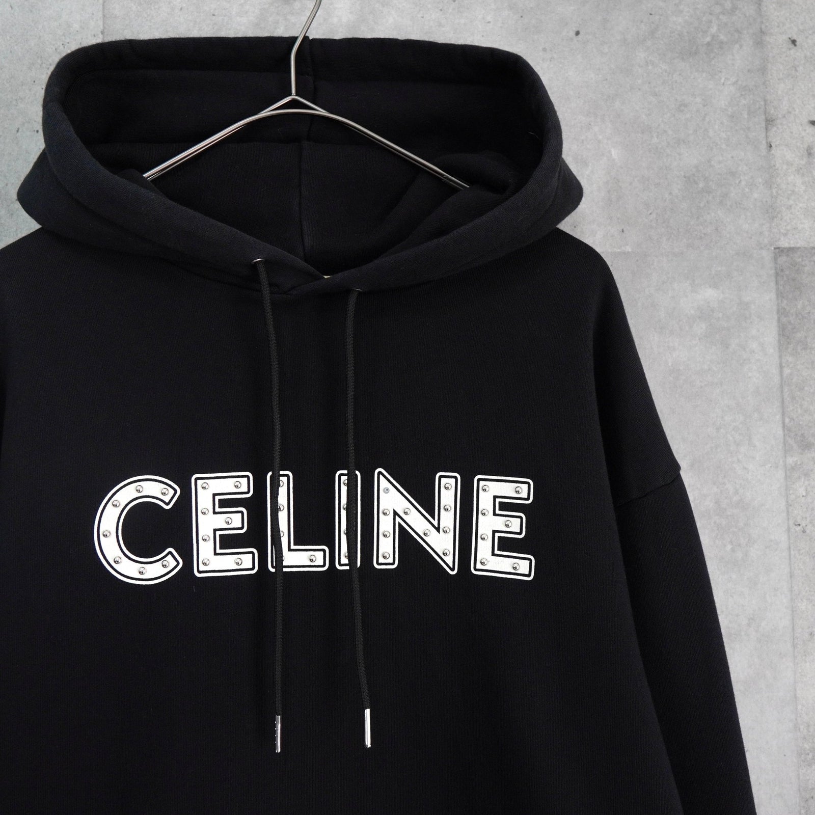 CELINE セリーヌ パーカー チェッカーロゴ スタッズ ブラック 美品