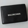 バレンシアガ エブリティ レザー 三つ折り財布 コンパクトウォレット ブラック