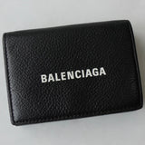 バレンシアガ エブリティ レザー 三つ折り財布 コンパクトウォレット ブラック - NEWSED
