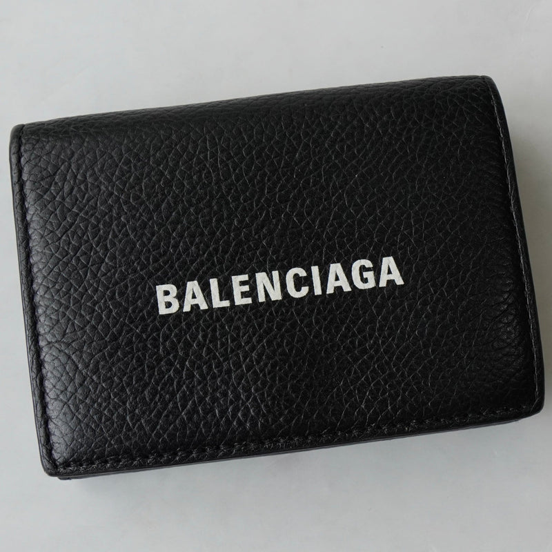 美品✨バレンシアガ エブリデイ 三つ折り財布 コンパクト財布 ブラック レザー 美品】バレンシアガ 三つ折り財布 コンパクト エブリデイ レザー