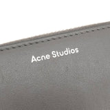 アクネ ストゥディオズ ロゴ ラウンドファスナー レザー 二つ折り財布 コンパクトウォレット グレー 箱付き - NEWSED