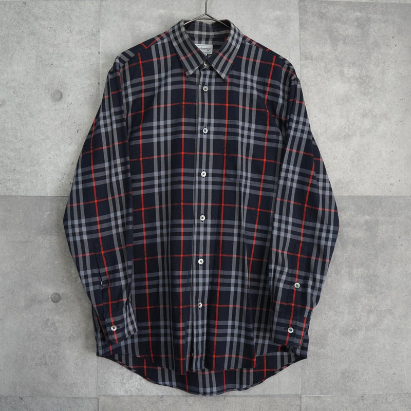 バーバリー ヴィンテージ ノバチェック 長袖シャツ ネイビー - NEWSED