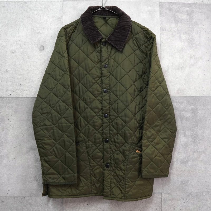 バブアー コーデュロイ襟 ロゴ キルティングジャケット カーキ - NEWSED