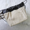 ジルサンダー ドローストリング キャンバス レザー 巾着型 ショルダーバッグ ポシェット アイボリー / ブラック