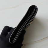 プラダ トライアングルロゴ サフィアーノ レザー 三つ折り財布 ブラック - NEWSED