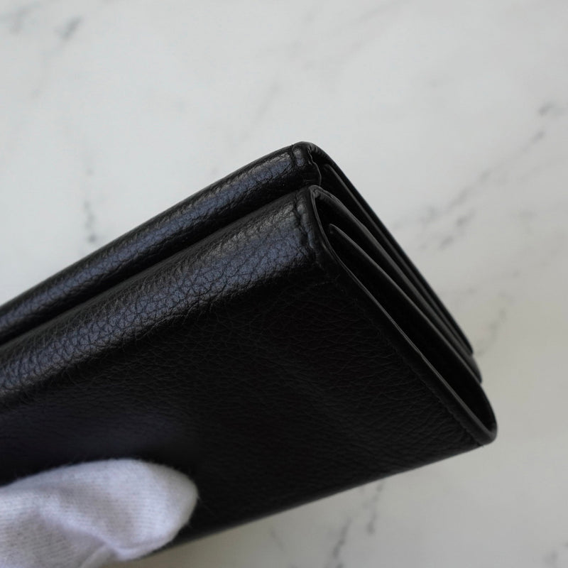 バレンシアガ エブリディ レザー 三つ折り財布 コンパクトウォレット ブラック - NEWSED