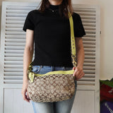 コーチ シグネチャー キャンバス ショルダーバッグ ベージュ / グリーン - NEWSED