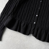 ポロ ラルフローレン ケーブル編み フリル ニット カーディガン レディース ブラック - NEWSED