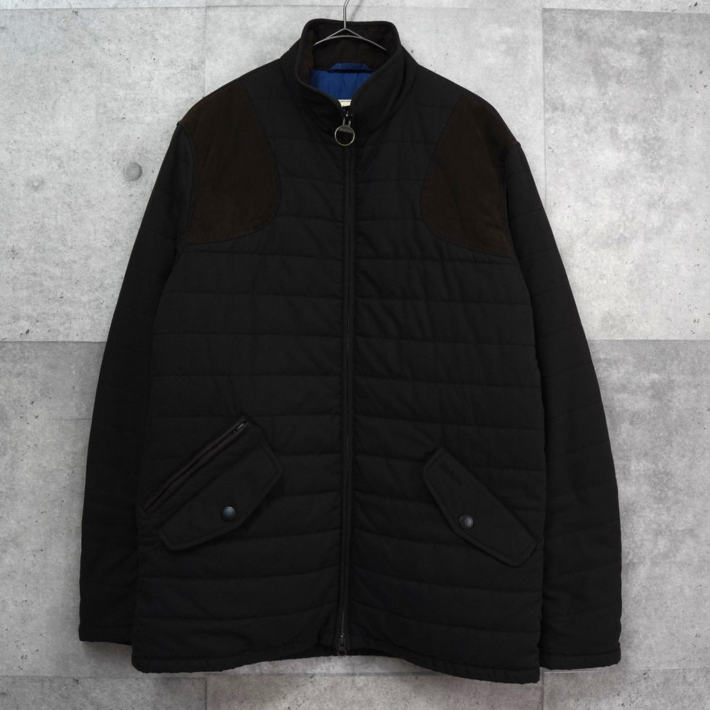 バブアー スエード切り替え キルティングジャケット ブラック