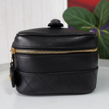 シャネル ココマーク ビコローレ レザー バニティバッグ ハンドバッグ ブラック - NEWSED