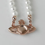 ヴィヴィアン ウエストウッド オーブ フェイクパール ラインストーン チョーカー ピンクゴールド - NEWSED