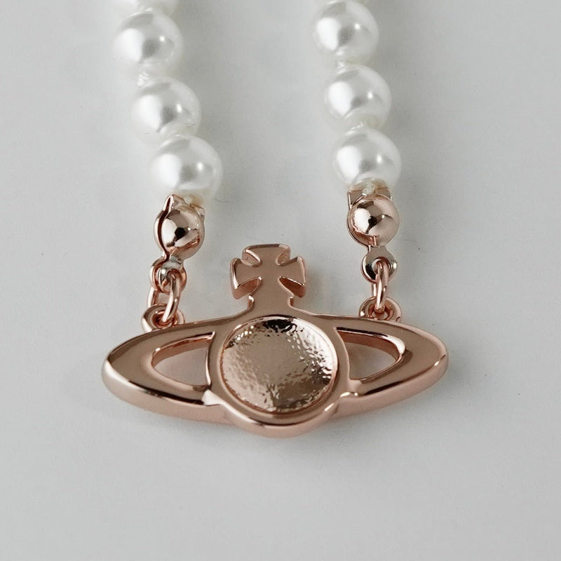 ヴィヴィアン ウエストウッド オーブ フェイクパール ラインストーン チョーカー ピンクゴールド - NEWSED