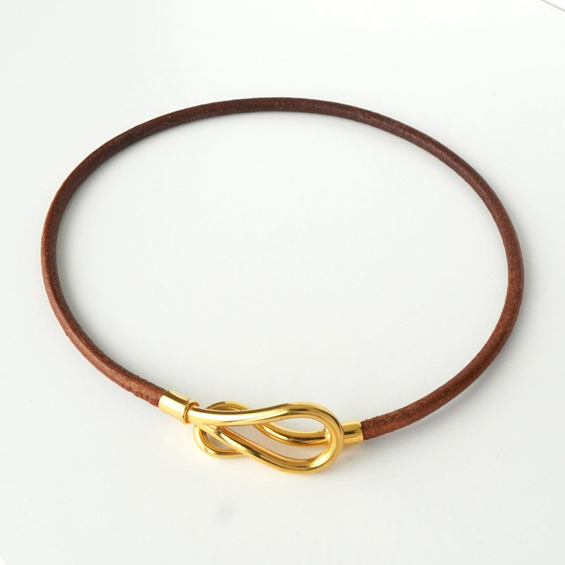 エルメス レザー ジャンボ チョーカー ブレスレット ブラウン 箱付き - NEWSED