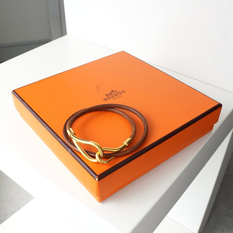 エルメス レザー ジャンボ チョーカー ブレスレット ブラウン 箱付き - NEWSED
