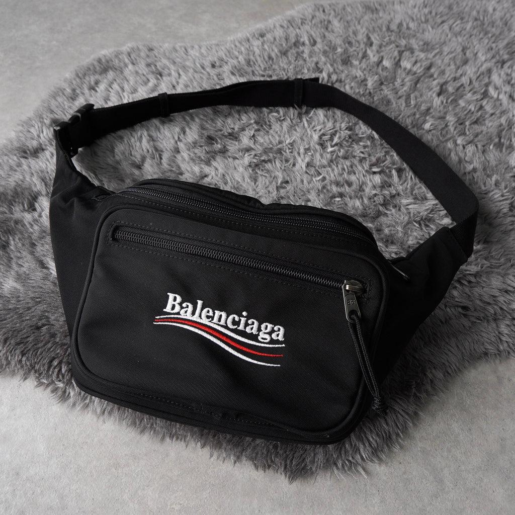 バレンシアガ ロゴ ウエストポーチ ホイールベルトパック ボディバッグ ブラック