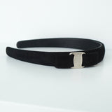 サルバトーレ フェラガモ ヴァラ リボン スエード カチューシャ ブラック - NEWSED