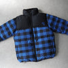 ステューシー チェック柄 ダウンジャケット ブルー / ブラック