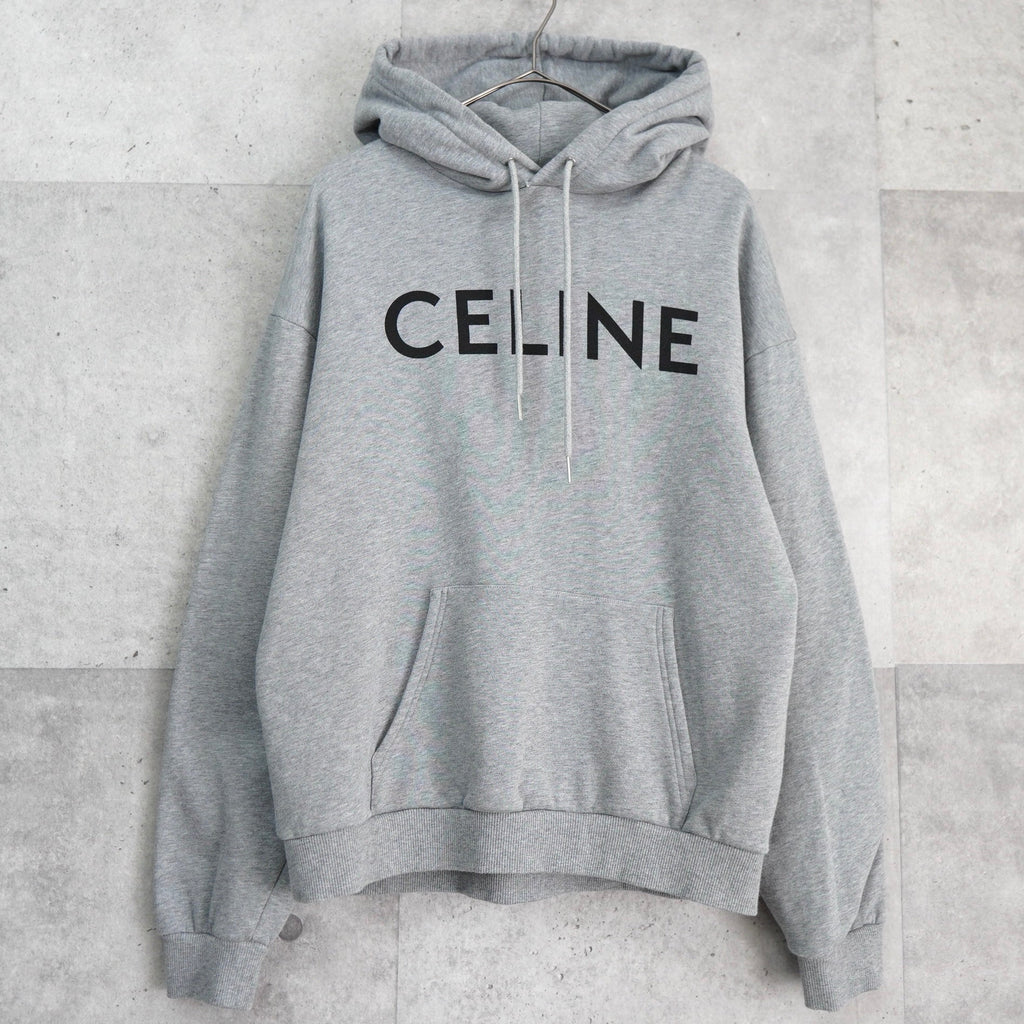 セリーヌ クラシックロゴ フーディー パーカー グレー