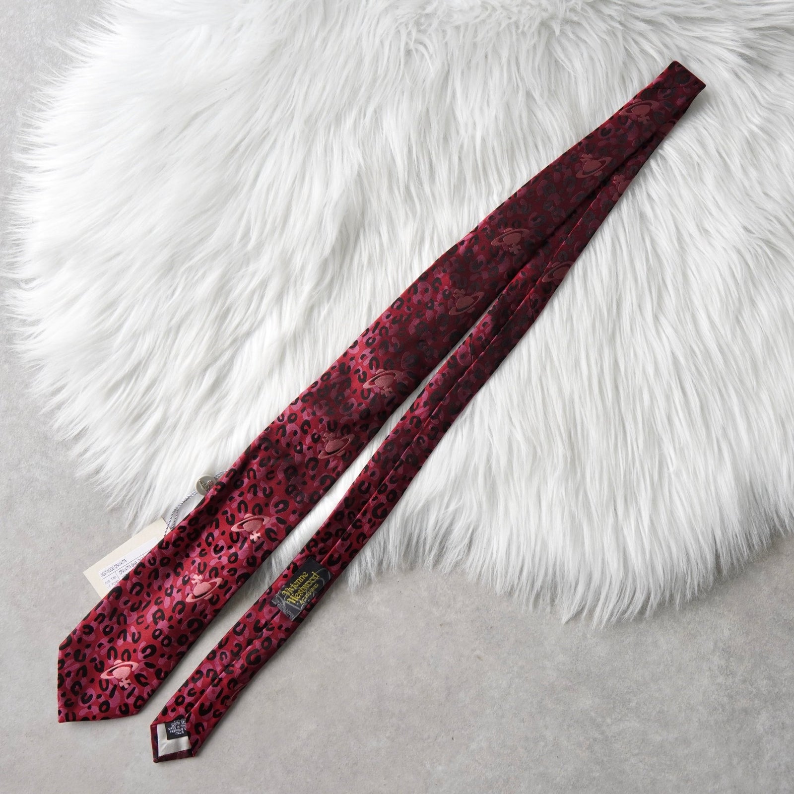ヴィヴィアン ウエストウッド オーブロゴ レオパード ネクタイ レッド