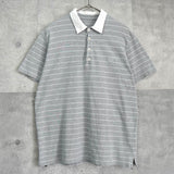 ロエベ アナグラム ボーダー柄 半袖ポロシャツ グレー / ホワイト - NEWSED