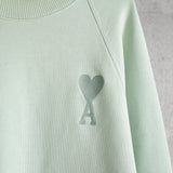 アミパリ アミ パリス ハートロゴ 刺繍 スウェット パステルミントグリーン - NEWSED