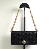 ミュウミュウ マテラッセ レザー ビジュー チェーン ウォレット ショルダーバッグ ブラック - NEWSED