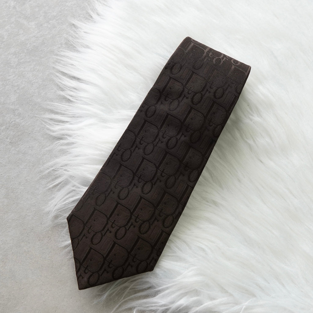 Christian Dior Vintage Shadow Trotter 领带，棕色