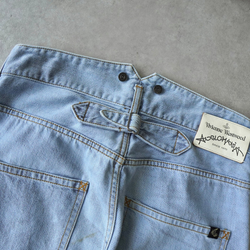 ヴィヴィアン ウエストウッド アングロマニア プリント デニム ジーンズ アイスブルー - NEWSED