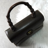 グッチ バンブー レザー ハンドバッグ モスグリーン - NEWSED