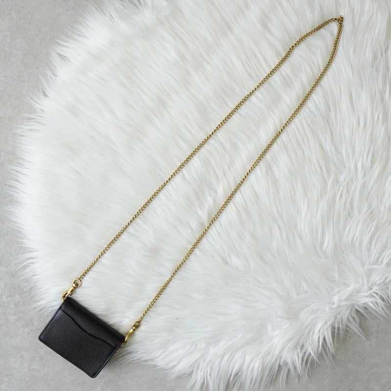 コーチ レザー チェーン ウォレットバッグ カードケース ブラック - NEWSED