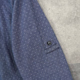 フレッドペリー ロゴ 刺繍 ドット柄 長袖シャツ ブルー - NEWSED