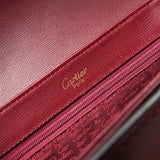 カルティエ マストライン レザー ショルダーバッグ ボルドー - NEWSED