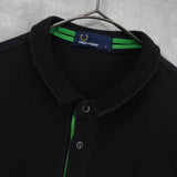 フレッドペリー ロゴ刺繍 半袖ポロシャツ ブラック × グリーン - NEWSED