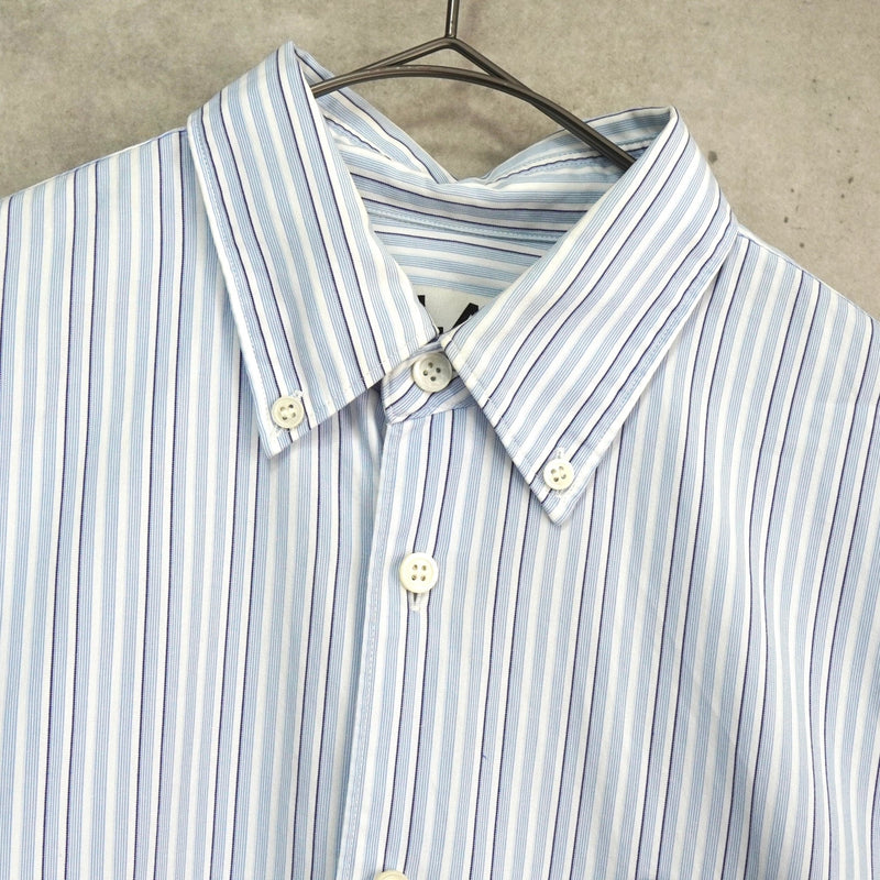 プレイ コムデギャルソン ハートロゴ ストライプ柄 長袖シャツ ブルー - NEWSED