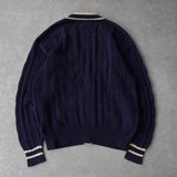 セリーヌ ヴィンテージ サルキー 馬車 刺繍 金ボタン カーディガン ネイビー/ホワイト - NEWSED