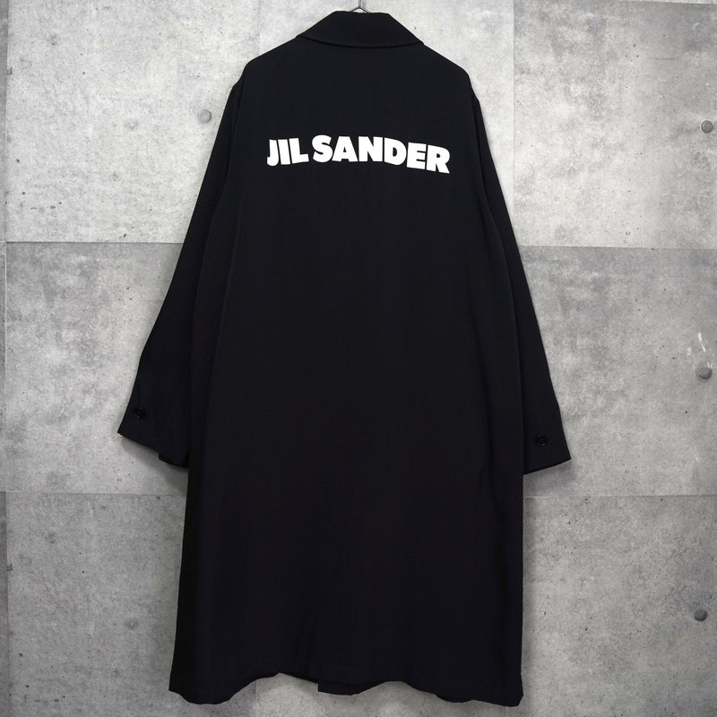 ジルサンダー バックロゴ ビスコース ロングコート スタッフコート ブラック - NEWSED