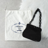 プラダ レザー がま口 プラスチックチェーン ミニハンドバッグ ブラック - NEWSED